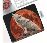 Tapis de Souris Rouge Loup, Mini Tapis de Bureau Gaming, Antidérapant et Étanche avec Bords Cousus, Surface Lisse pour la Précision, pour Souris sans Fil PC Bureau Maison Jeux 400 x 300 x 3mm d0d-261
