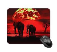 Tapis de souris rouge pleine lune éléphants mignon tapis de souris carré en cuir antidérapant base en caoutchouc tapis de souris imperméable pour ordinateur portable souris sans fil clavier maison