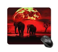 Tapis de souris rouge pleine lune éléphants mignon tapis de souris carré en cuir antidérapant base en caoutchouc tapis de souris imperméable pour ordinateur portable souris sans fil clavier maison