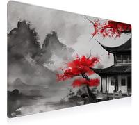 Tapis de Souris rouge Tapis de Souris Gamer 1200x600x3mm Grand Sous Main Bureau palais Modèle,Base Antidérapante en Caoutchouc Mousepad,Imperméable Durable Mouse Pad pour PC Gamer & Deco Bureau D1-182