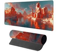 Tapis de Souris Rouge Tapis Souris XXL 1000x500x3mm, Gamer Mouse Pad Pyramide avec Coutures sur Les Bords, Antidérapant Étanche Grand sous Main Bureau Gamer pour PC Gaming Accessoire, Cadeau I-3035