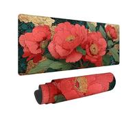 Tapis de Souris Rouge Tapis Souris XXL 100x50cm, sous Main Bureau Fleurs Mouse Pad avec Bords Cousus, Imperméable Base en Caoutchouc Antidérapant Surface pour Bureau, Études, Gaming -zjn25098K2NZ84G
