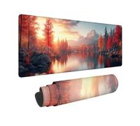 Tapis de Souris Rouge Tapis Souris XXL 150x80cm, sous Main Bureau Automne Mouse Pad avec Bords Cousus, Imperméable Base en Caoutchouc Antidérapant Surface pour Bureau, Études, Gaming -zjn2509TD