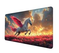 Tapis de Souris Rouge Tapis Souris XXL 900 x 300 mm, Imperméable Mousepad Cheval Motif Bords Cousus Conception Accessoire Bureau Base en Caoutchouc Antidérapant Surface pour Gamer, Bureau -hjw2506EA