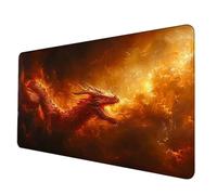 Tapis de Souris Rouge Tapis Souris XXL 900 x 400mm, Imperméable Mousepad Dragon Motif Bords Cousus Conception Accessoire Bureau Base en Caoutchouc Antidérapant Surface pour Gamer, Bureau -hjw2506NK