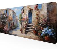 Tapis De Souris Ruelle,Sous Main Bureau Fleur Tapis De Souris XXL Gaming 800x400x3mm Protege Bureau Avec Base AntidéRapante,Durable Et ImperméAble Tissu Texturé En Microtissu AméLiore PréCision Y1-698