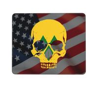 Tapis De Souris Saint Vincent and The Grenadines Flag Skeleton Saint Vincent and The Grenadines Flag Skull Mousepad Anti-Dérapant Tapis De Bureau Comfortable sous-Main pour Table Voyage 25X30CM