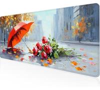 Tapis De Souris Saison Des Pluies,Sous Main Bureau Parapluie Tapis De Souris XXL Gaming 700x400x3mm Protege Bureau Base AntidéRapante,Durable ImperméAble Texturé Microtissu AméLiore PréCision Y1-274