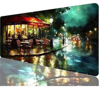 Tapis de Souris Saison des Pluies Tapis de Souris Gaming XXL 600x300x3mm, Nuit Mouse Pad Imperméable Antidérapant Bords à Double Couture Assurent Durabilité, Tandis Microfibre Cadeaux Homme N1-733