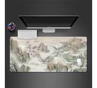 Tapis de Souris Scène de Phoenix rétro(700x300x3mm) XXL Mouse Pad étendu Grand Base en Caoutchouc Antidérapante à Bords Cousus Tapis de Souris de Jeu pour Ordinateur Portable