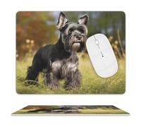 Tapis de souris Schnauzer chien sur l'herbe ultra fin, tapis de souris en cuir avec surface lisse imperméable, tapis de souris antidérapant pour jeux, bureau et maison, 25,4 x 20,3 cm
