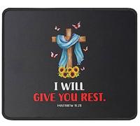 Tapis De Souris Scripture Christianty Religious Motivational Positive Inspirational Quotes sous-Main Anti-Dérapant Mousepad Comfortable Mouse Pad pour Table Voyage Travail 25X30CM