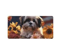 Tapis de souris Shih Tzu et fleurs, grand tapis de bureau antidérapant pour ordinateur et ordinateur portable, protection pour ordinateur portable, blocs-notes pour bureau et maison, 30,5 x 61 cm