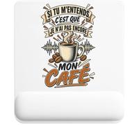 Tapis de Souris Si tu m'entends, C'est Que Je n'ai Pas Encore Mon café Humour Beauf et drôle | Tapis Ergonomique 22 × 18 cm Repose-Poignet en Mousse | Bureau Télétravail Études