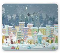 Tapis De Souris Silhouette De Paysage Urbain d'une Nuit d'hiver dans La Ville Maisons Et Immeubles Voitures sur La Route Tapis De Souris Carré Moderne Tapis Souris, pour Maison, 25x30cm