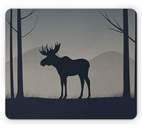 Tapis De Souris Silhouette D'Élan sur Le Côté dans Les Bois Arbres Nature Sauvage Brumeuse Bureau Tapis Souris Résistant À Usure Tapis De Souris D'Ordinateur, pour Ordinateur, Maison, 25x30cm
