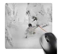 Tapis De Souris, Ski dans La Poudreuse À Whitefish Mountain Resort dans Le Montana Bords Cousus Mouse Pad Durable Tapis De Bureau pour Ordinateur Pc Joueurs 25X30cm