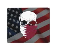 Tapis De Souris Skull Qatar Flag sous-Main Anti-Dérapant Mouse Pad Comfortable Tapis De Bureau pour Claviers Travail Voyage 25X30CM