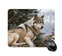 Tapis de souris Snow Mountain Wild Wolf avec bords cousus, tapis de souris lavable en tissu antidérapant, tapis de souris en caoutchouc antidérapant, design parfait pour les jeux, ordinateur portable