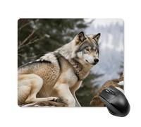 Tapis de souris Snow Mountain Wild Wolf avec bords cousus, tapis de souris lavable en tissu antidérapant, tapis de souris en caoutchouc antidérapant, design parfait pour les jeux, ordinateur portable