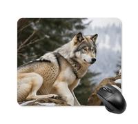Tapis de souris Snow Mountain Wild Wolf avec bords cousus, tapis de souris lavable en tissu antidérapant, tapis de souris en caoutchouc antidérapant, design parfait pour les jeux, ordinateur portable