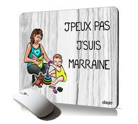 tapis de souris souple anti dérapant humour j'peux pas j'suis marraine cadeau drole mouse pad respectueux de l'environnement durable