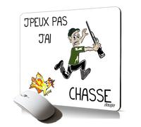 Tapis de Souris Souple Humour j'peux Pas J'Ai Chasse Cadeau d'anniversaire Homme Drole Comique Chasseur Humoristique Mousepad Texte
