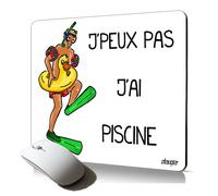 tapis de souris souple humour j'peux pas j'ai piscine personnalisé natation mousepad humoristique sport original