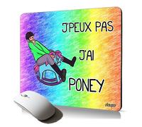 tapis de souris souple humour j'peux pas j'ai poney aquaponey cheval humour equitation comique durable drole pc fixe bd