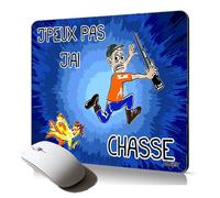 Tapis de Souris Souple j'peux Pas J'Ai Chasse Cadeau Humoristique Drole Chasseur Mousepad pour PC Fixe Design Unique Gaming