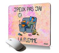 tapis de souris souple j'peux pas j'ai la flemme mousepad comique drole humour cadeau de noel pour gamer ado