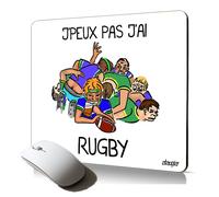 tapis de souris souple j'peux pas j'ai rugby texte drole comique XV de France souple pour PC portable bureau made in France