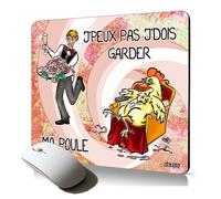 tapis de souris souple j'peux pas j'dois garder ma poule humour je design unique et drole cadeau papa papy PC ordinateur