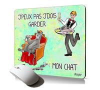 Tapis de Souris Souple j'peux Pas j'dois Garder Mon Chat Drole Texte Mousepad Durable Chaton Humour