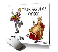 tapis de souris souple j'peux pas j'dois garder mon lama cartoon mousepad motif humoristique humour drole je