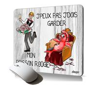 tapis de souris souple j'peux pas j'dois garder mon poisson rouge cadeau mousepad texte drole bande dessinée animaux cartoon