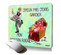 tapis de souris souple j'peux pas j'dois garder mon poisson rouge drole je antiderapant pour gamer humour bd