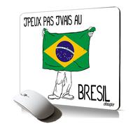 tapis de souris souple j'peux pas j'vais au bresil accessoire bureau cadeau drapeau bresilien mousepad Gaming humour