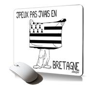 Tapis de Souris Souple j'peux Pas j'vais en Bretagne Original Humour Mousepad pc Fixe Portable Drapeau Breton Gwenn ha du Cadeau