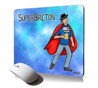 tapis de souris souple super breton humoristique comics bd drapeau bretagne cadeau original humour drole heros mousepad