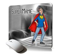 Tapis de Souris Souple Super Mamie Heros Gris Drole Humoristique Cadeau Fete des Grand Meres Mamy Original Accessoire PC