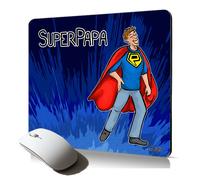 tapis de souris souple super papa confortable imprimé en France cadeau fete des peres bleu heros caoutchouc naissance humoristique
