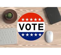 Tapis de souris, souris PC ou ordinateur portable - Logo Vote - Design électoral - Participation citoyenne style USA - Idéal pour le gaming et le bureau et tous les amateurs d'urnes.