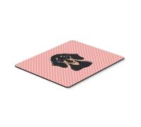 Tapis de souris/sous-plat/dessous de plat motif teckel carreaux rose, lisse, noir et feu, Caroline's Treasures (BB1215MP)