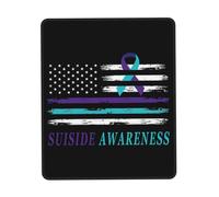 Tapis De Souris Suicide Prevention Awareness American USA Flag sous-Main Anti-Dérapant Tapis De Bureau Parfait Mousepad pour Claviers Travail Voyage 25X30CM