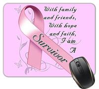 Tapis de souris survivant du cancer du sein en forme de ruban rose 23,9 x 20,1 cm