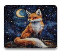 Tapis de Souris, Tapis de Souris Gaming 300 x 250mm Optimisé pour Capteur, Haute Précision et Vitesse avec Base en Caoutchouc Antidérapante pour Bureau, Études, Gaming, Ciel étoilé, Renard c0-766