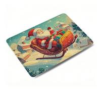 Tapis de Souris, Tapis de Souris Gaming 300 x 250mm Optimisé pour Capteur, Haute Précision et Vitesse avec Bords Cousus et Base en Caoutchouc Antidérapante pour Bureau, Gaming, Bleu, Père Noël 0o-575