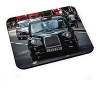 Tapis de souris Taxi noir dans les rues de londres paysage urbain Noir G