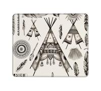 Tapis De Souris, Tente Tipi avec Bandeau en Plumes Doux Mousepad Base en Caoutchouc Souris De Bureau pour Pc Bureau Claviers 25X30cm